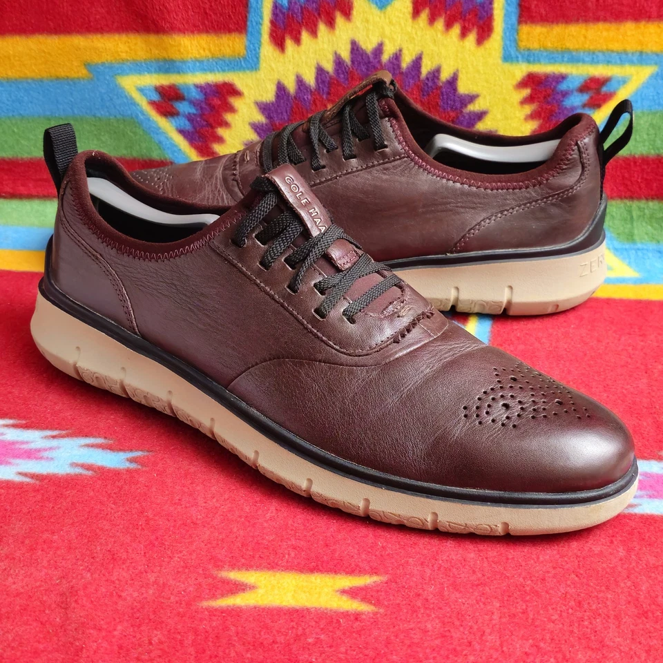 Zapatos Oxford con punta de ala Cole Haan Zerogrand para hombre talla 11,5 borgoña/marrón C31496 Foto 2 de 4