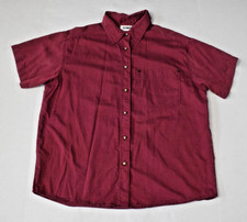 Vintage Shirt Gitano Size 16 90s Merlot Red Stripe Single Pocket Cotton Collared