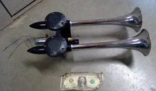 Double  Air Horn Chrome Truck Train Car Boat Compact LOUD!