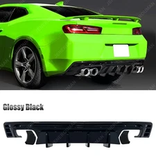 For 16-24 Chevy Camaro Rear Bumper Diffuser Lip Dual / Quad Exhaust Glossy Black