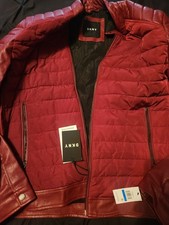 DKNY Mixed Media Faux Leather Black Bomber Biker Jacket Men's Size XL