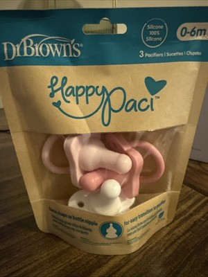 Dr. Brown's Happy Paci 0-6m, pack of 3, pink