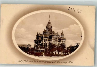 38069375 - Winnipeg Rathaus Strassenbahn 1911 - Bild 1 von 2