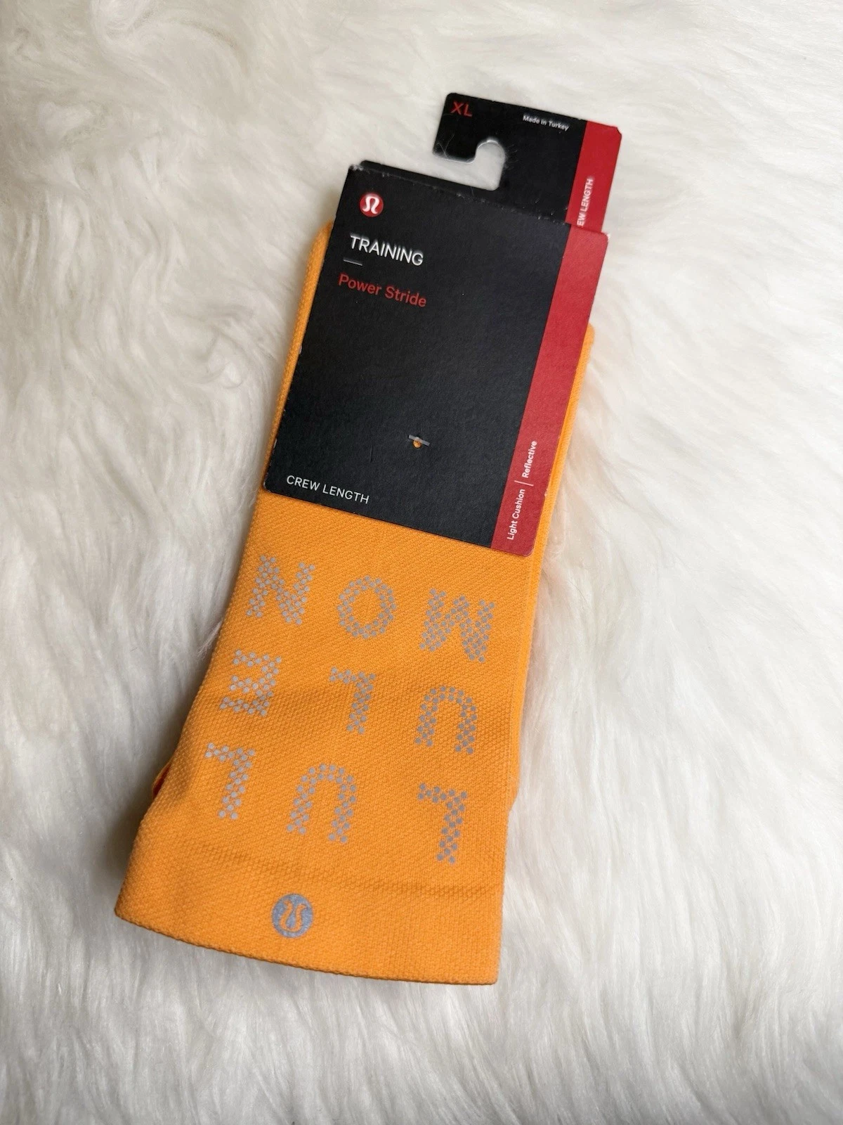 Lululemon Men's Power Stride Crew Socks Reflective ORFP Size XL