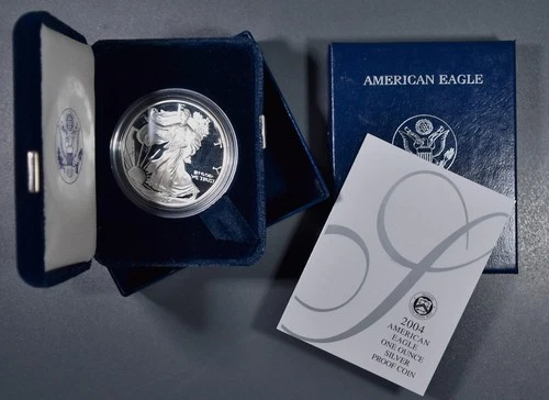 2004-W $1 AMERICAN SILVER EAGLE PROOF  1 oz .999 GEM PROOF w/OGP & COA  A6766