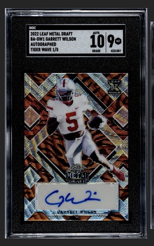 2022 Leaf Metal Draft Garrett Wilson BA-GW1 Tiger Wave Autograph 1/5 - Bild 1 von 2