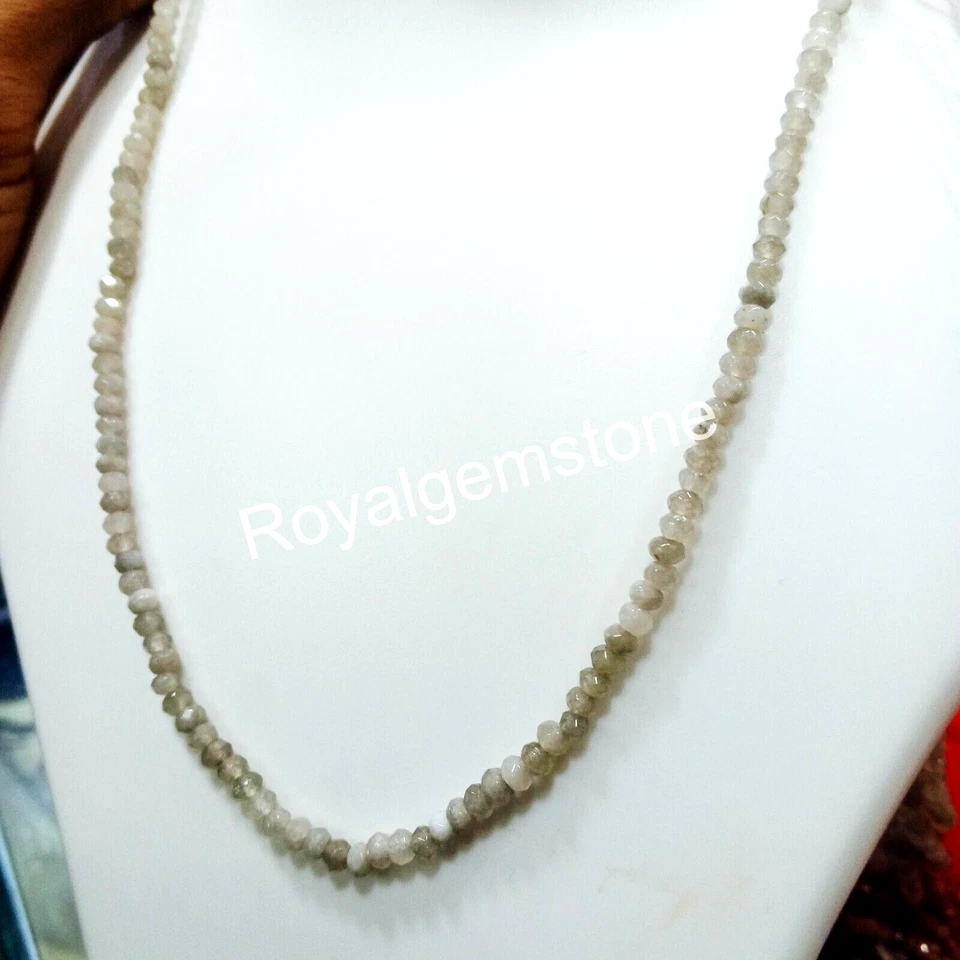 天然灰色月光石圆形刻面半珍贵 12-36 英寸股月光石 — 第 3/4 张图片