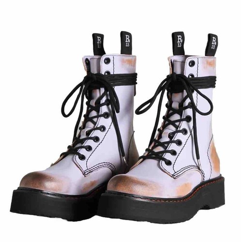 R13 LILAC  SINGLE Stack Lace Up DESIGNER Platform Combat Boots EU 39 /US 8 NWB!!
