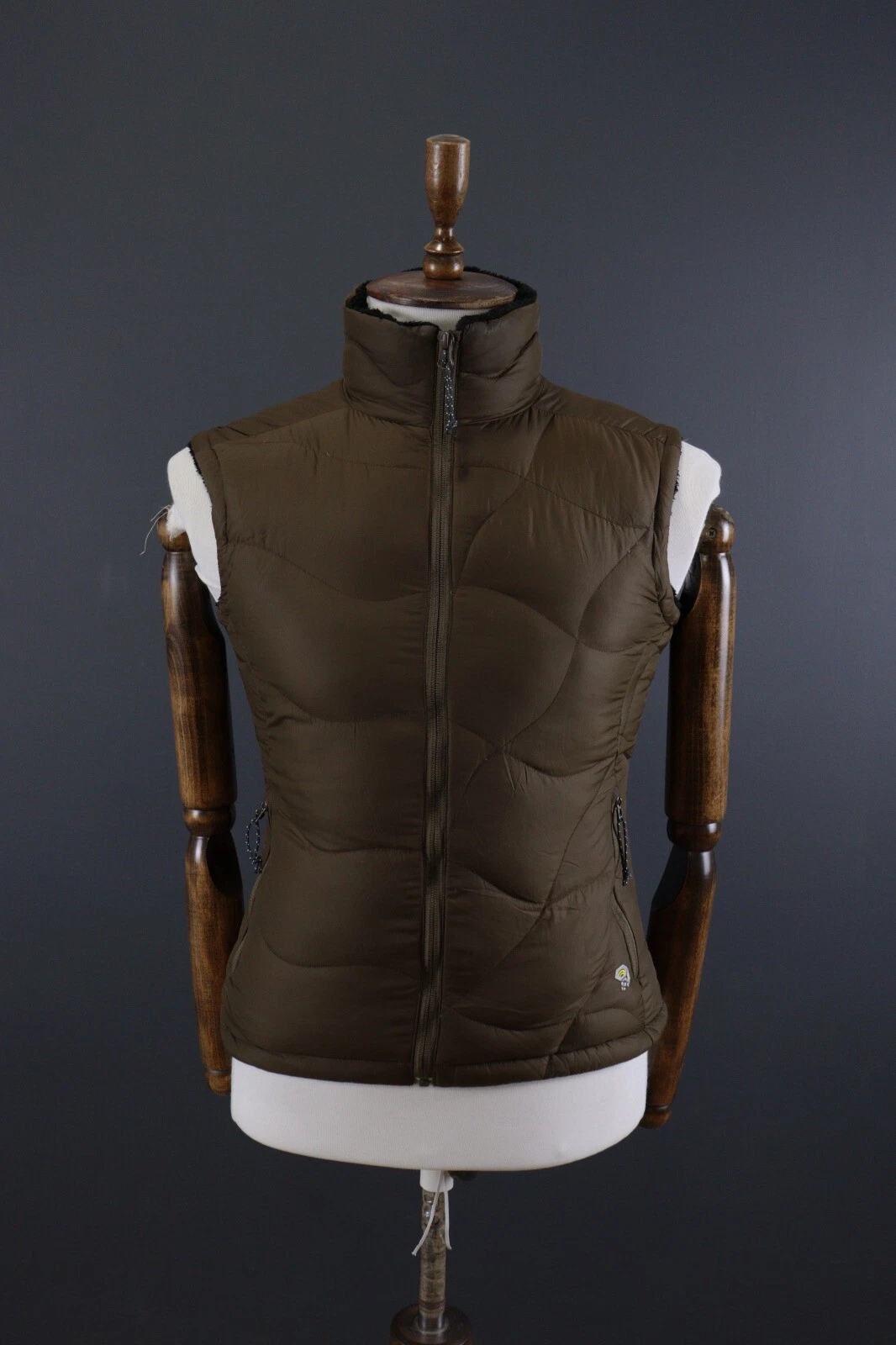 Mountain Hardwear Brown Down Puffer Fleeced Inside Gillet Jacket Size S EU 46