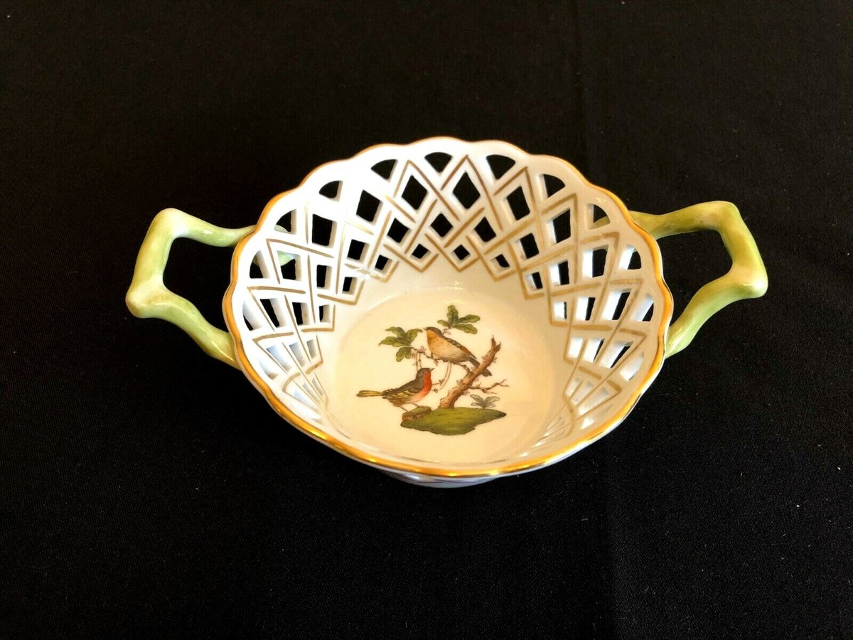 HEREND チューリン HEREND PORCELAIN HANDPAINTED ROTHSCHILD OPEN WORK BASKET 7412/RO