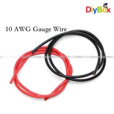 Black Red 10 AWG Gauge Wire Silicone Flexible Copper Stranded Cables For RC