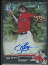 Cole Brannen 2017 Bowman Chrome Draft 1st Black Refractor AUTO 01/75 RED SOX