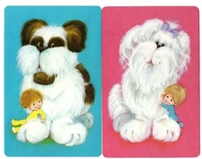 dogs & kids  Retro Hallmark 1970s vintage swap cards playing card singles
