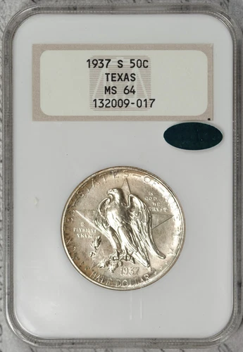 1937-S Texas Commemorative Half Dollar NGC MS64 CAC 3.0 Fatty! #EFR5