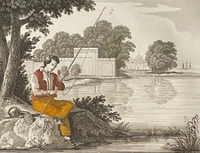 The Small Fish et Le Fisherman After Jean of The Fountain Engraving Towards 1830