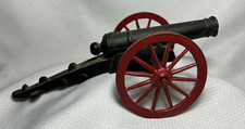 Vtg Cast Iron Field Cannon Toy Red Spoke Wheel Black 10 1/2' Long