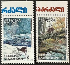 GEORGIA 210 - 211  Lovely Mint NEVER Hinged CORNER MARGIN Set WILDLIFE