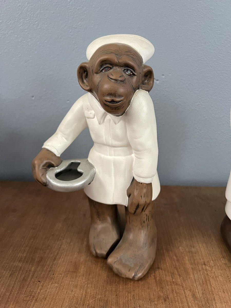 Vintage Monkey Doctor & Nurse Set with Needle Bedpan Figurines 12