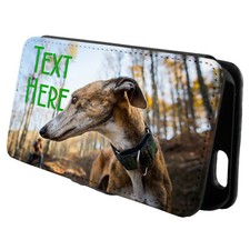 Personalised Greyhound iPhone Case Custom Pet Dog Flip Phone Cover Wallet KS175