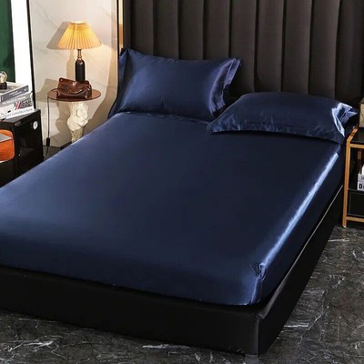 Satin with elastic band/140/160/200/Double layer bed sheet without pillowcase