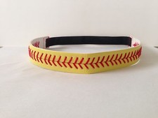 Yellow with Red Seamed Stitching Real Leather Softball Headband Lot of 15