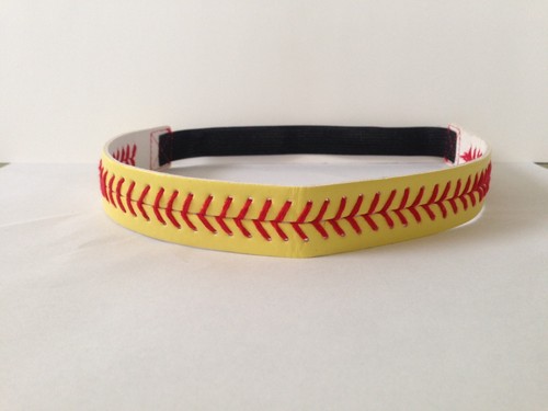 Gelb mit roten Nähten Echtleder Softball Sport Stirnband USA - Bild 1 von 2