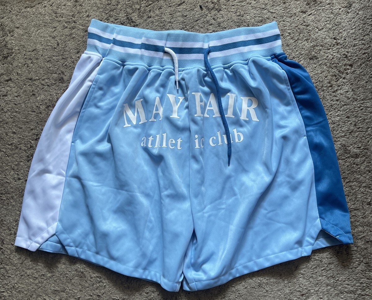 The Mayfair Group Women's Pull On Athletic Club Sweat Shorts DM9 Blue L NWT