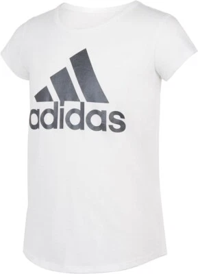 Adidas Big Girls Tee Shirt Short Sleeve Tee Classic Cotton White Small 8 - Image 1 of 4