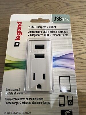 Legrand 2 2.1A USB Charger and 15A Outlet Combo TM8USBWCCV6 