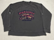 Lucky Brand Sweatshirt Womens Large Gray Long Sleeve California Flocked Top