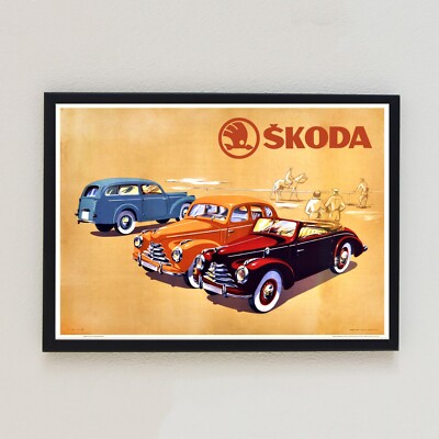 1950 Vintage Skoda Auto Werbung Retro Poster 7x5 Wohndeko Wandbild Kunstdruck