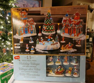 Disney 13 Piece Christmas Village Mickey Mouse Lights & Classic Disney 13 Piece Christmas Village Mickey Mouse Lights & Classic