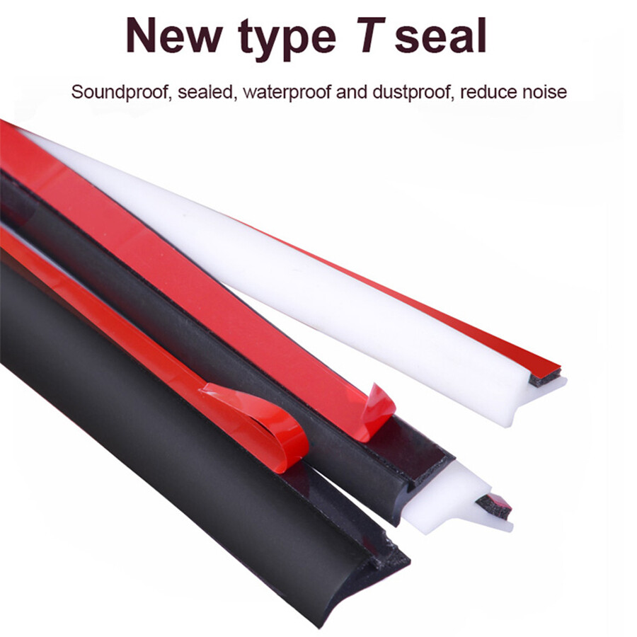 10M Rubber Car Sealing Strip Slanted T-Type Seal Weatherstrip Edge Trim White