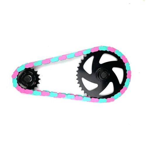 INSANE CHAIN CAPS BMX CHAIN *NEW* 1/2"X1/8" STREET WHEELIE TEAL/PINK