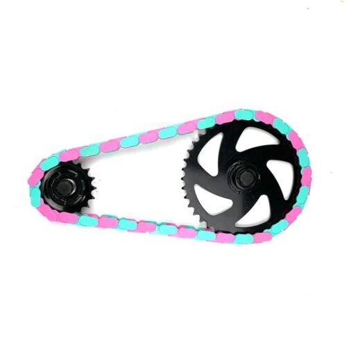 INSANE CHAIN CAPS BMX CHAIN *NEW* 1/2"X1/8" STREET WHEELIE TEAL/PINK - Picture 1 of 1