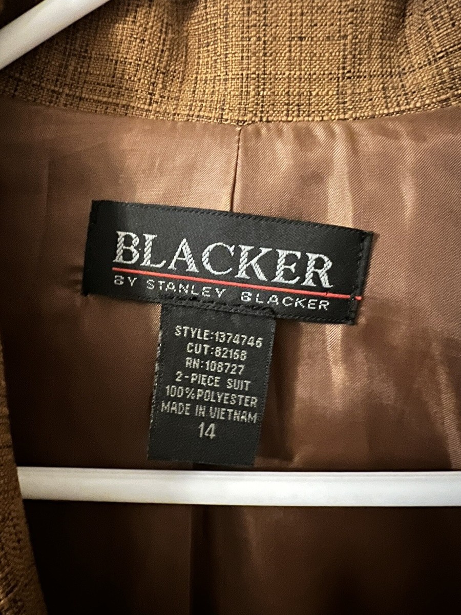 Blacker by Stanley Blacker Vintage Lined Blazer Womens Sz 14 Brown