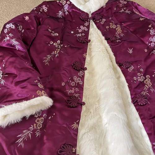 Girls monsoon coat fur Lined, Satin Printed Coat With Embroided Buttons 10/12 - Picture 2 of 4