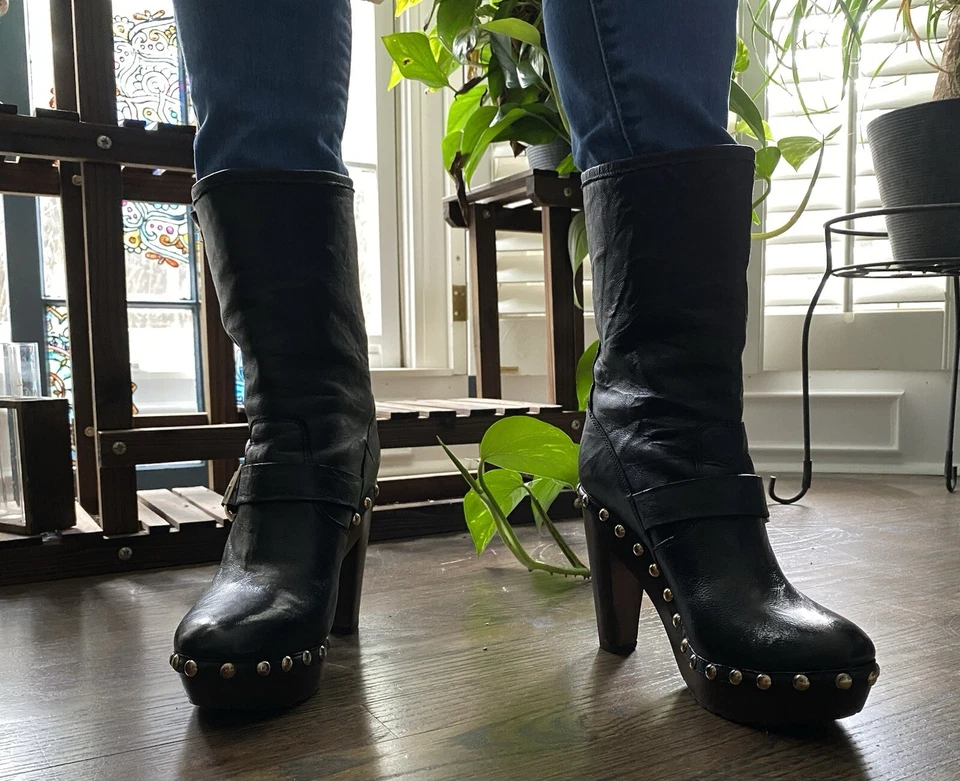 Botas Jimmy Choo DE COLECCIÓN (mujer 39,5) negras Moto plataforma años 2000 vibraciones basculantes Foto 3 de 4