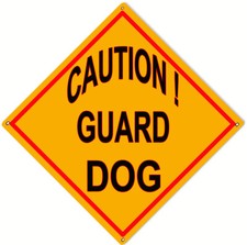 Vintage Style Metal Sign Caution Guard Dog . 12x12 .