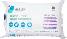 10 pcs Disposable Rinse Free Bathing Sponges Single Use No Rinse Body Wipes NEW