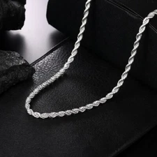 4mm Solid 925 Sterling Silver Italian Rope Chain Necklace Diamond Cut Style 2025