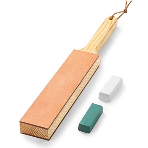 Double Side Leather Strop for Knife Sharpening - 14x 2 Stropping Block Kit