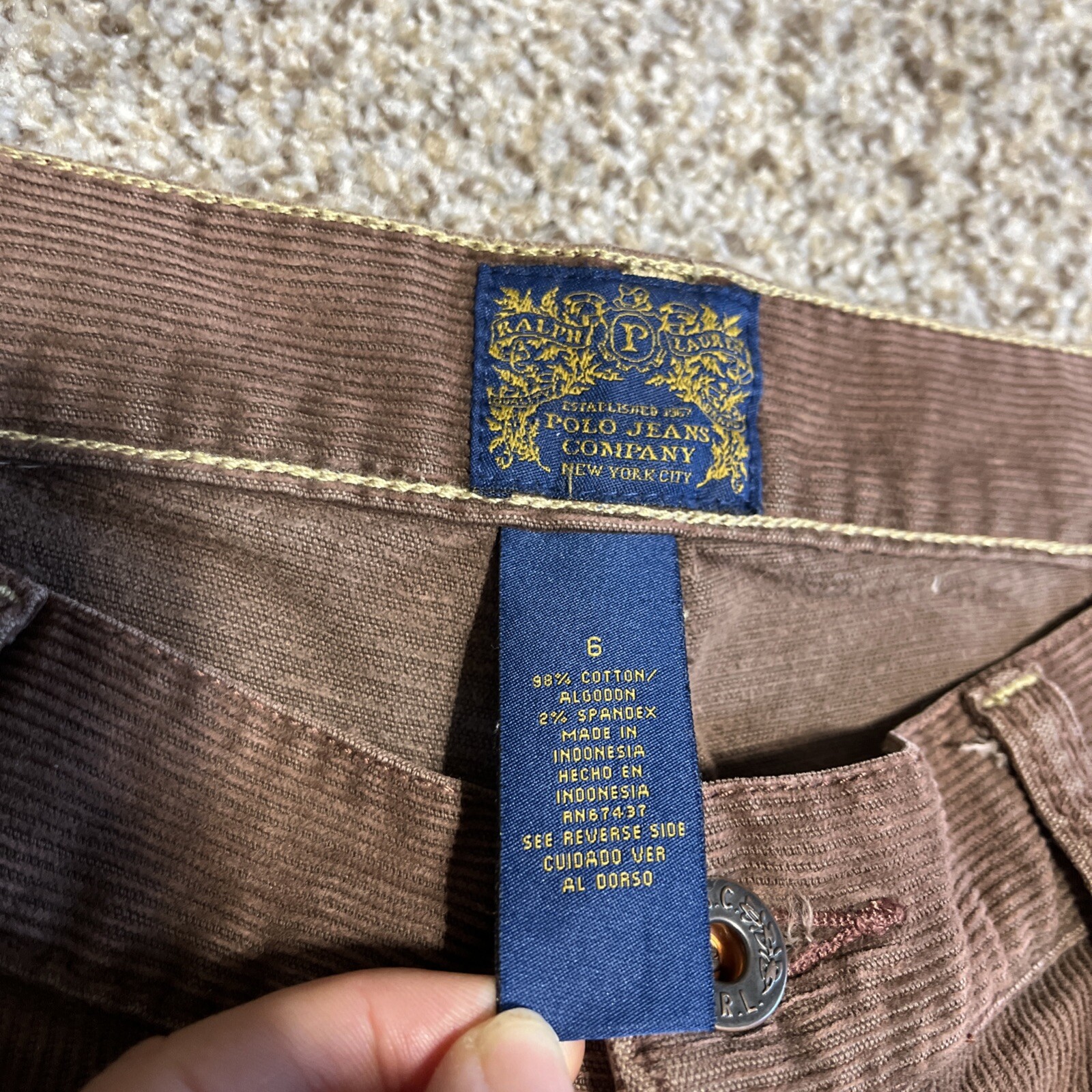 Polo Jeans Co. Ralph Lauren Corduroy Brown Flare Pants Women's 6 (28x31.5) - View 4