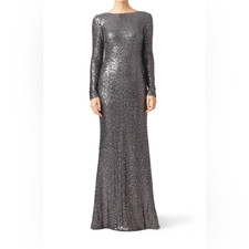 Badgley Mischka Silver Sequin Dara Gown Size 6 US 660