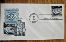 SPACE SHUTTLE OF THE FUTURE UPU 1989 AIRMAIL  FDC  BLUE ARTMASTER CACHET UNADDR