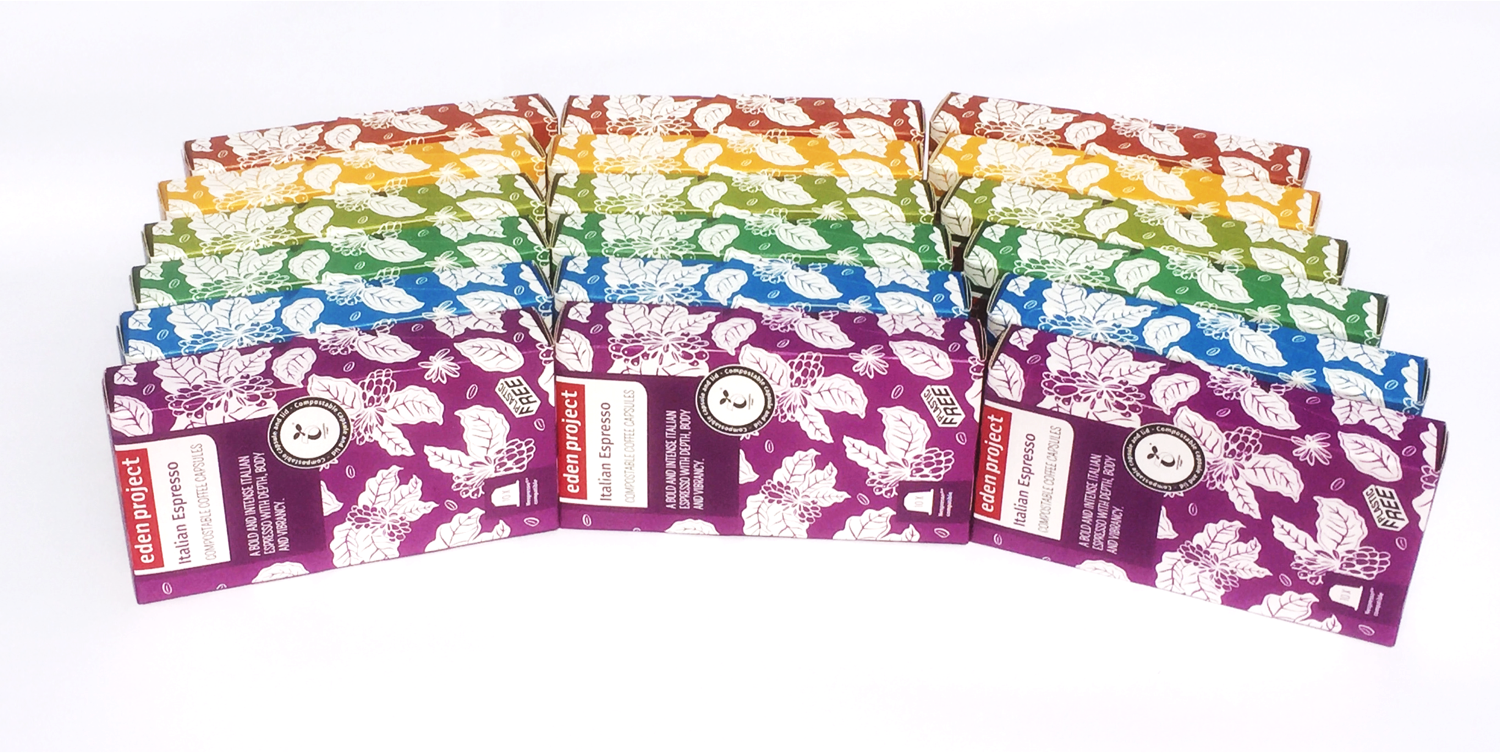 180 PLASTIC FREE EdenProject RAINBOW Home Compost Nespresso Compatible Pods