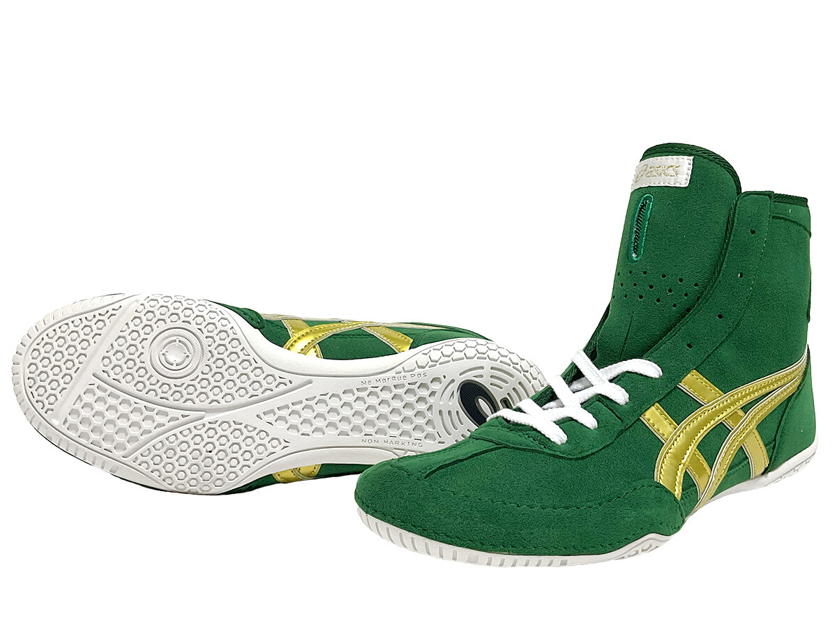 [25.0 to 29.0cm / US7 to 11] ASICS Wrestling Shoes Green x Gold EXEO