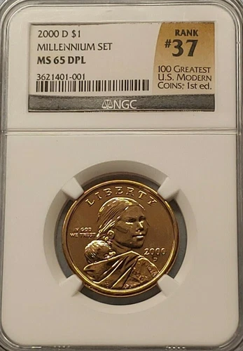 2000-D SACAGAWEA DOLLAR MILLENNIUM SET NGC MS 65 DPL - RANK #37 LABEL  