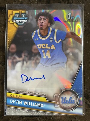 2023-24 Bowman Chrome University Devin Williams Lava Refractor Auto /199 UCLA