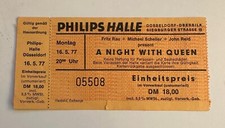 BIGLIETTO CONCERTO QUEEN originale 16 maggio 1977 Philipshalle Dusseldorf, Germania